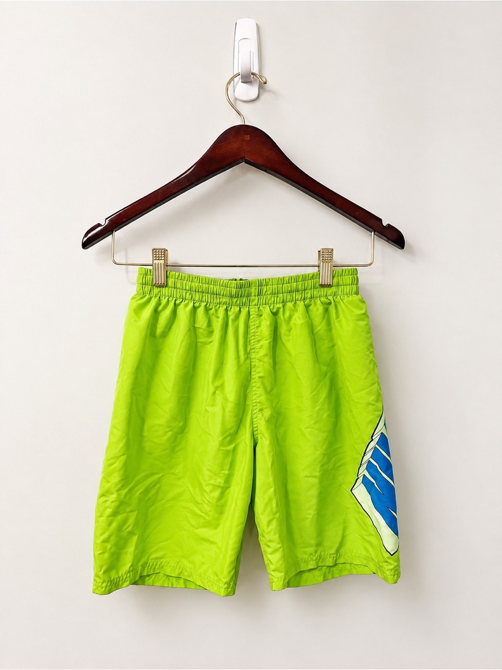 Nike Boys Neon Green Swim Trunks Big Logo Size Large